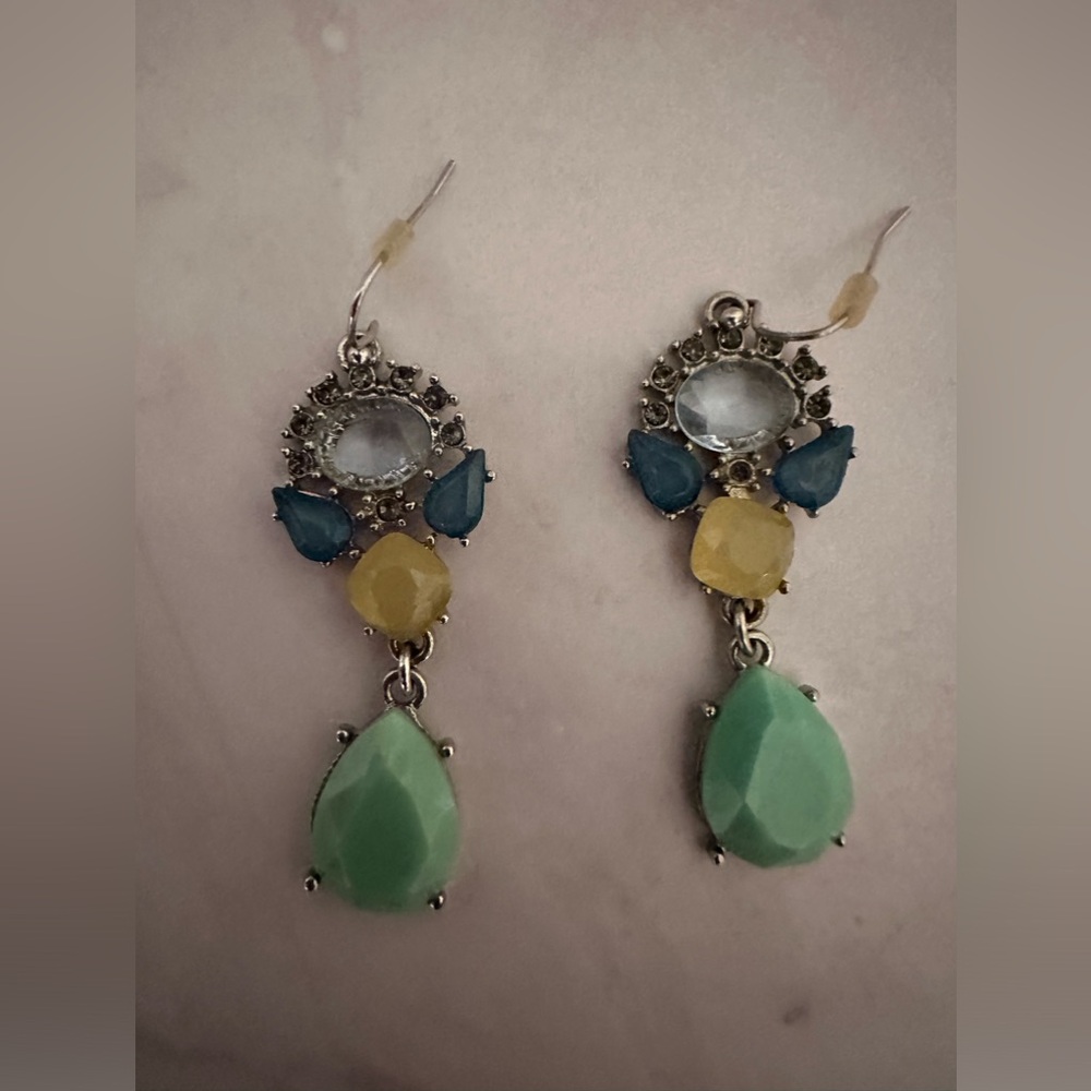 Vintage Teardrop Turquoise Beaded Earrings
